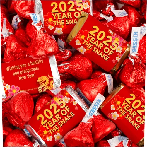 Just Candy 131 Pcs Chinese New Year Candy Party Favors Miniatures and Red Kisses Chocolate by Just Candy (1.65 lbs)