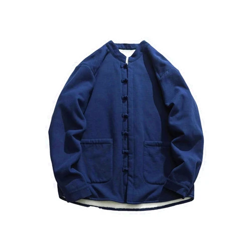 JXQXHCFS Traditional Chinese Clothing Men's Thickened Warm Fleece Jacket Retro Hanfu Tang Suit Jacket Coat Streetwear