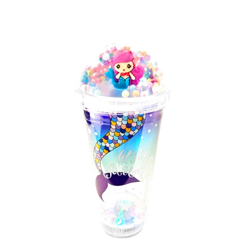 The Onyx Bee Glow Party Cups for Kids Light Up Tumbler Magic Cup with LED Glow in the Dark Water Drinking Bottle 16oz with Lid and Straw (Lilac Mermaid)