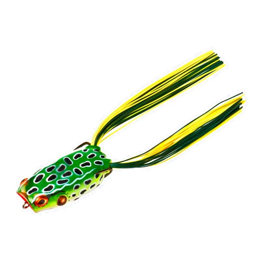 BOOYAH Poppin' Pad Crasher Topwater Bass Fishing Hollow Body Frog Lure with Weedless Hooks