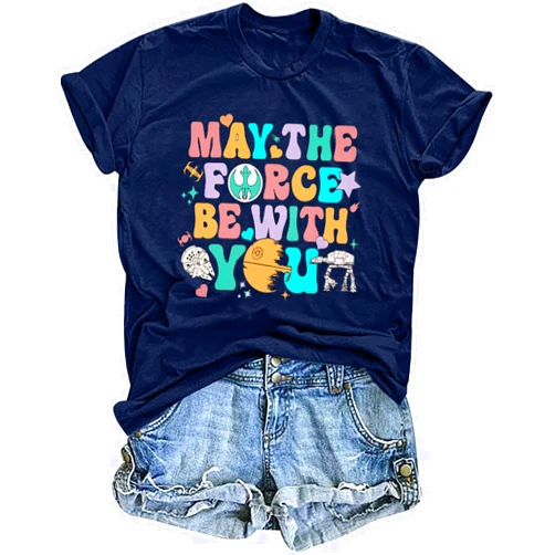 MNLYBABY Magical Shirt Women May Shirts Be with You Tshirt Planet Shirts Science Fiction Lover Tee Top