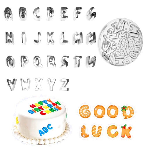 Victhur Letter Cookie Cutters Set of 26 - A to Z Alphabet Cookie Cutters 1 Inch Stainless Steel Fondant Cutters Funny Metal Baking Tools for Cutting Pastries, Dough, etc.