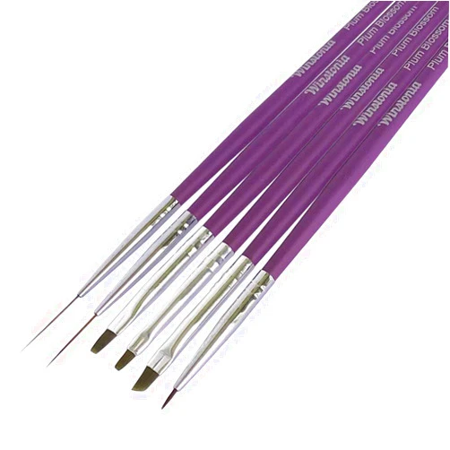 Winstonia 6 pcs Nail Art Brushes Set - Detailer, UV Gel, Thin Striping and Sculpture Brush Assorted Professional Coloring Kit - PLUM BLOSSOM