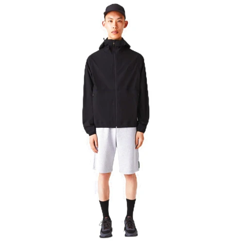 Lacoste Men’s Hooded Lettering Light Zip Jacket, black, Large