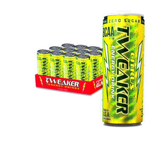 Tweaker Energy Drink Pre Workout - Sugar Free, Low Calorie, 110 mg Caffeine, Clean Energy Drink for Focus & Performance (12 oz, Pack of 12) (12 Ounce (Pack of 12), Citrus)