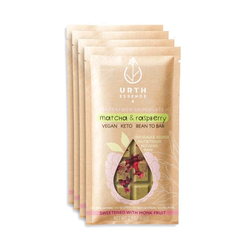 Urth Essence Sugar Free Chocolate Vegan Chocolate Bars | Keto | Dairy Free Chocolate | Keto Friendly Food | Healthy Food Vegan Gifts| Organic Chocolate (White Chocolate Matcha Raspberry)