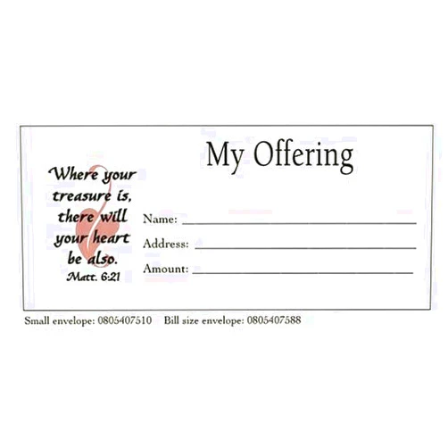 Broadman Church Supplies My Offering Bill Size Envelope, 100 Count