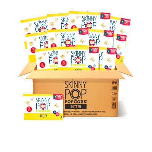 SkinnyPop Butter Microwave Popcorn Bags, Healthy Snacks Microwavable Bags, 2.8 Oz, 12 Boxes (3 Bags per Box), 36 Bags Total, Skinny Pop, Healthy Popcorn, Gluten Free, 2.8 Ounce (Pack of 36)
