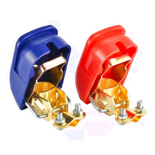 Cannonfish Universal Quick Release Battery Terminal Connectors,Battery Clamps,Top Post Battery Terminals,Negative and Positive,Red (+) and Blue (-) Plastic Cover,1 Pair, Applicated in Car,Van