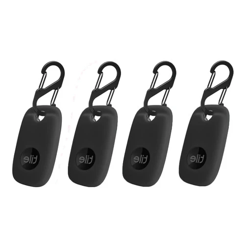 VAEKNVG 4PCS Case for Tile Pro 2022, Soft Silicone Skin Cover Shock-Absorbing Protective Case with Carabiner (4 Packs Black)