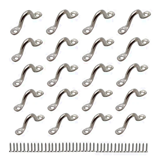 QLXHBOT 20Pcs Bimini Boat Top PAD Eye, 316 Stainless Steel Eye Straps Tie Down Kayak Deck Loops,6mm Pad Eye Bimini
