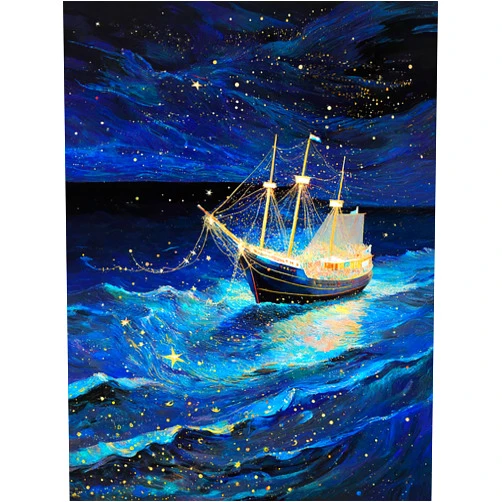 YJacuing Wooden Jigsaw Puzzles for Adults, 300 Piece Unique Boat Shaped Premium 5mm Wood Puzzles Family Game (Starry Line, Large)