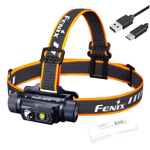 Fenix HM70R Headlamp, 1600 Lumen USB-C Rechargeable with White, High CRI and Red Beams and Lumentac Organizer