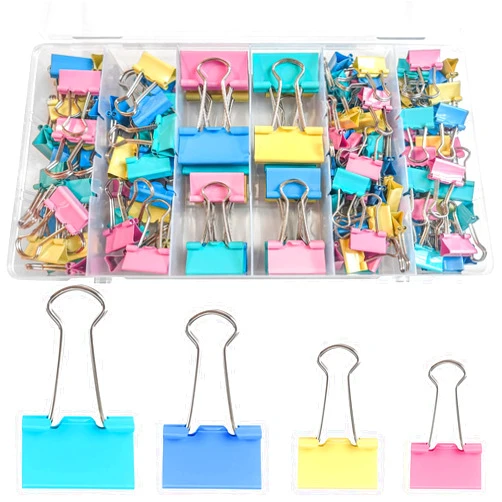 LyBlissor Binder Clips Assorted Sizes, 140 PCS Colored Binder Paper Clips Office Clips Office Supplies Desk, 4 Sizes Cute Binder Clips Large Medium Binder Clip Small Paper Clips Medium Paper Clamps (Colored)