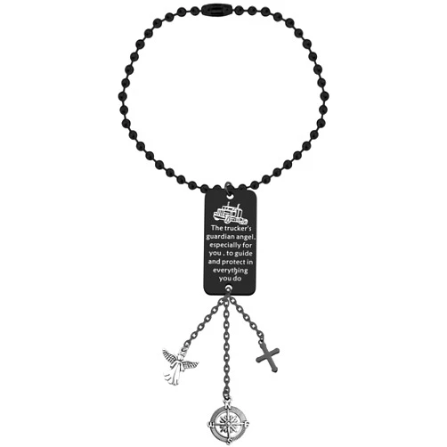 BEKECH Trucker Guardian Angel Car Charm - Trucker's Prayer Car Hanging Ornament Guardian Angel to Guide and Protect - Rear View Mirror Charm Gift