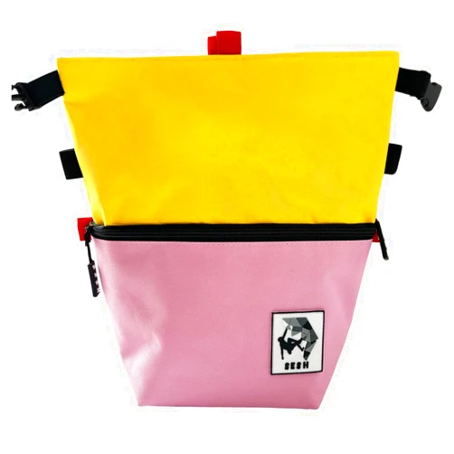 Bolder SESH Chalk Bucket - Large Size Chalk Bag for Climbing & Bouldering with Magnetic Closure, 4 Brush Holders, & 2 Side Pockets with Mesh Organizer - Durable