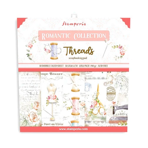 Stamperia Scrapbooking Pad-Romantic Threads, 12 x 12 inches, Multicoloured