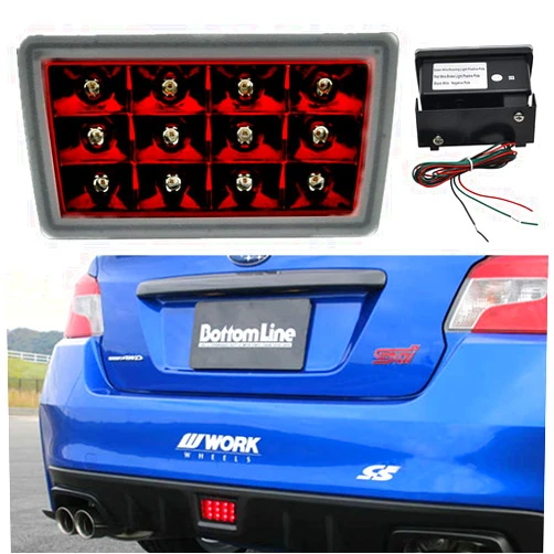 NSLUMO Red Rear Fog Lights F1 Brake Light Stop Lamp Assembly for 2011-2018 Su'baru WRX STi XV Impereza (Red lens)