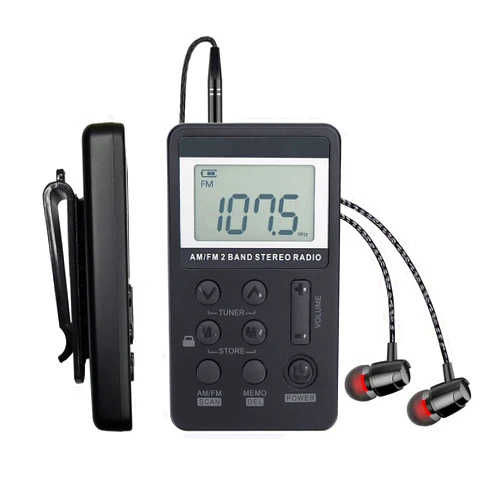 SWDSTP AM/FM Personal Portable Radio, Pocket Radio with Digital Tuning LCD Display, Rechargeable Walkman Radio with Sterio Earphone, Small Radio with Removable Belt Clip for Walking, Jogging