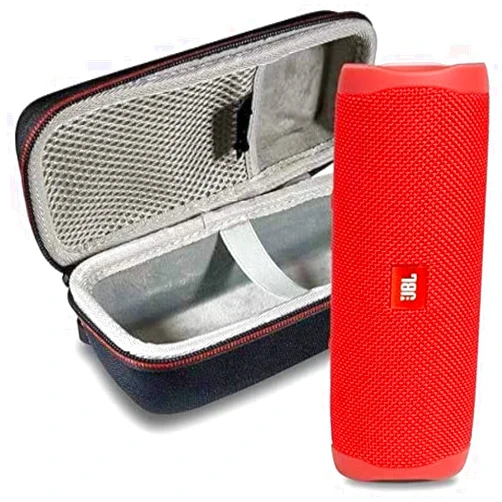 JBL FLIP 5 Portable Wireless Bluetooth Speaker IPX7 Waterproof On-The-Go Bundle with Boomph Hardshell Protective Case - Red