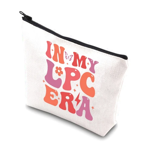 WSNANG In My LPC Era Makeup Bag Licensed Professional Counselor Cosmetic Bag Counseling Office Gifts Counselor Appreciation Gift (LPC Era bag)