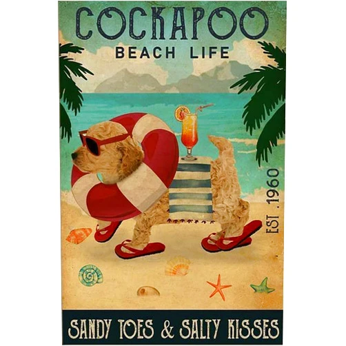 Bnil Vintage Beach Cocktail Life Cockapoo 500 Pieces Jigsaw Puzzles for Adults Children - Exercise Patience Puzzle Game - Education Intellectual Large Puzzle Game Toys Gift