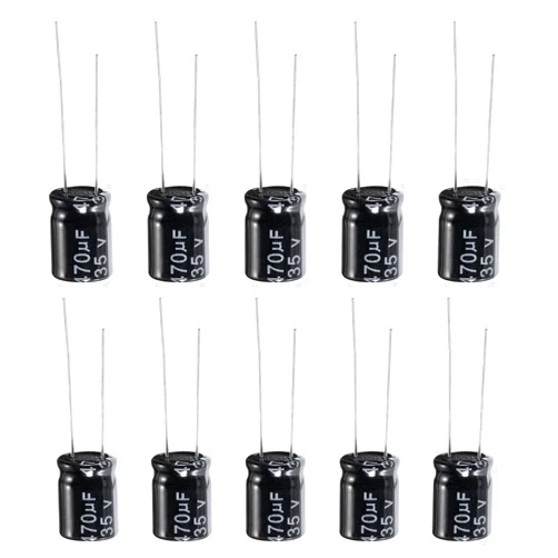 PATIKIL 35V 470uF Electrolytic Capacitors, 10Pcs 10x13mm Aluminum High Frequency Electrolytic Capacitors for TV, LCD Monitor, Refrigerator, Circuit Boards, Black