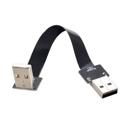 cablecc USB 2.0 Type-A Male to Type-A Male Data Flat Slim FPC Cable Down Angled 90 Degree for FPV & Disk & Scanner & Printer 100CM
