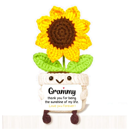 AceThrills Grammy Gifts, Grammy Birthday Gifts from Grandchildren on Birthday Christmas Mother's Day- Handmade Crochet Funny Cute Sunflower