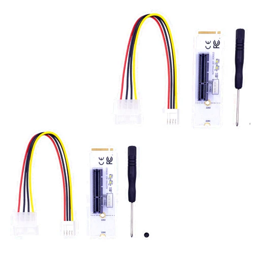 ALB Vendor NGFF M.2 to PCI-E 4X Riser Card M2 Key M to PCIe X4 Adapter with LED Voltage Indicator for ETH GPU BTC Mining 2 Pack