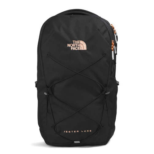 THE NORTH FACE Women's Jester Luxe Everyday Laptop Backpack, TNF Black/Burnt Coral Metallic, One Size