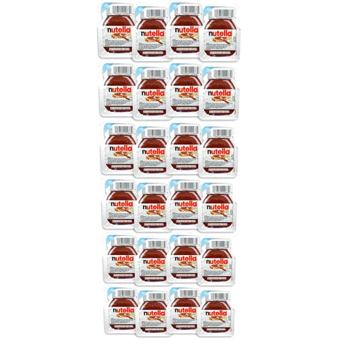 Prime Varieties Nutella Chocolate Hazelnut Spread, 0.52 oz Single Serve Mini Snack Pack 24 Pack –100 Calorie Portion Control Packs, School Lunch Boxes, Work Office Breakrooms, Travel and On-The-Go Nutella Packs