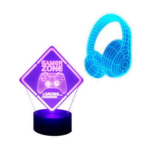 Aixomy Game Zone 3D Optical Illusion Kids Lamp 3D Night Light Desk Lamp 16 Colors with Remote for Boys