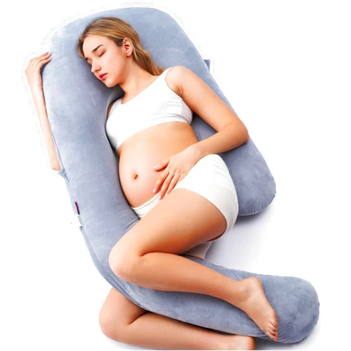 Momcozy Pregnancy Pillow for Sleeping, Dreamlign U Pro Maternity Pillow with Adjustable Leg Pillow, Removable Cover - Support for Back, Hip, Belly, Legs for Pregnant Women, 50-72 Inch Full Body Pillow