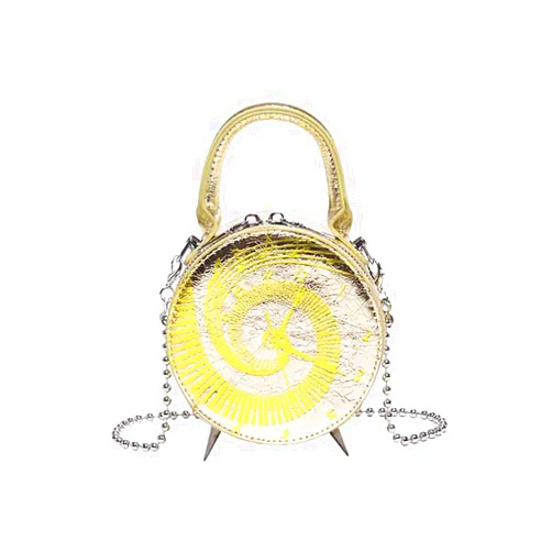 OXYPLAY Women Round Clock Shaped Handbag, PU Leather Watch Printed Pattern Shoulder Purse, Novelty Unique Alarm Clock Crossbody Bag