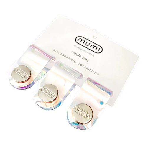 MUMI Holographic Cord Organizer - Stylish Cable Ties and Cord Wraps for Cable Management - Set of 3 Durable 3.1 x 0.78-inch Straps
