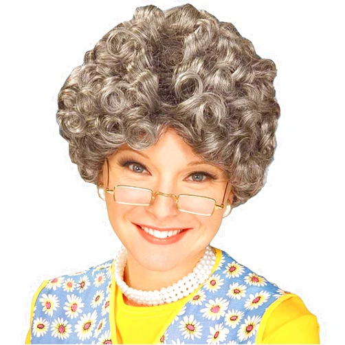 Rubies Forum Novelties Women's Yo Momma Curly Costume Wig, Gray, One Size