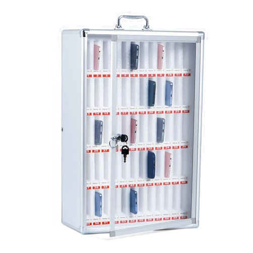 lesolar 60 Slots Classroom Cell Phone Holder Aluminum Alloy Cell Phones Storage Cabinet Wall Mounted Cell Phone Locker Cell Phone Box for Classroom Office Employees