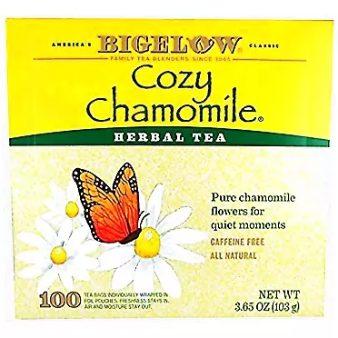 Bigelow Tea Bigelow Cozy Chamomile Herbal Tea, 100 Count Box Caffeine Free Herbal Tea Chamomile 100 Count (Pack of 1)