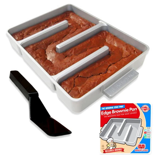 Baker's Edge Brownie Pan, The Original All Edges Brownie Pan for Baking | Premium Doble Nonstick Coating, Heavy Gauge Cast Aluminum Construction, Rectangular 9x12” Size Baking Pan - US Patented Design