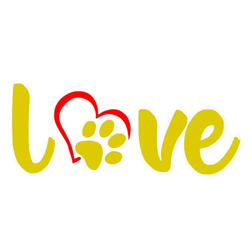 Roxy's Walls Paw Love Paw Dog Room Decor Decals pet Decal Dog Wall Decor Vinyl Paw Sticker Animal Footprint Wall Art Decoration (11 inches, Gold and Red)