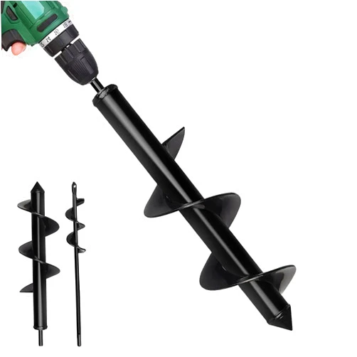 Aschliip Auger Drill bit for Planting 4x16 inches + 1.6x16 inches, Enhanced Garden Auger Spiral Drill Bit, Extended Length Bulbs Flowers Planting Auger for Drill Post Hole Digger for 3/8”Hex Drill