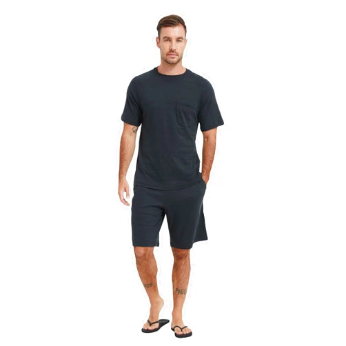 Mucwer Men's Cotton Shorts Pajamas Set, Short Sleeve Shirt Sleepwear Summer Nightwear Lightweight Sleep Sets [ S-3XL ]