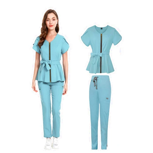 LAROTSUBA Scrubs Set,Nurse Uniform,Uniforms Women's Essential,Women's Medical Suit with Zipper,V-Neck Healthcare Scrub