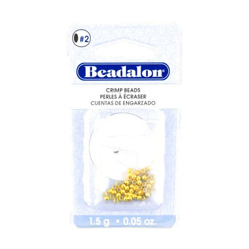 Beadalon Crimp Beads, Size #2, Gold Color, 1.5 g, Approx. 45 pc