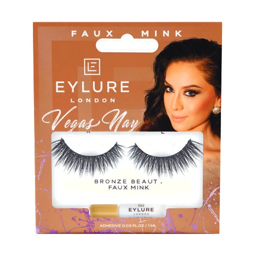 Eylure Vegas Nay Bronze Beauty False Eyelashes, Reusable, Adhesive Included, 1 Pair, Cruelty Free