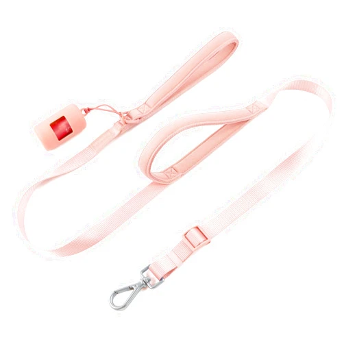 Wisedog Durable Two Handle Dog Leash: Dog Leash Heavy Duty with Dual Soft Padded Handles, Adjustable Length as Short Leash for Medium Large Dogs (Gossamer Pink, L|5.2 ft-6 ft)