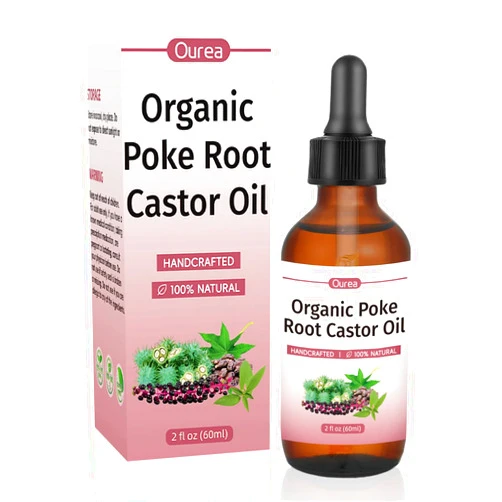 Yakucho Poke Root Castor Oil Organic - 2 Fl Oz - Lymphatic Support Massage Liquid, Supports Boils, Fibroids, Cysts, Swollen Lymph Nodes, Breast & Joint Health, Natural Deep Tissue Relief Drops