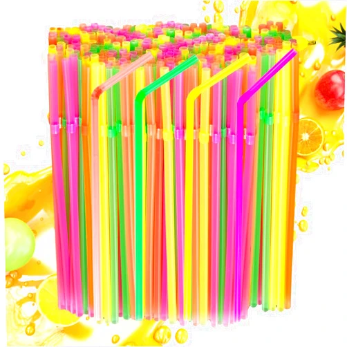 SIPWELL 175 Straws Long Flexible Disposable Plastic Drinking Straw - Christmas Colorful Plastic Straws, BPA-Free Assorted Colours, Party Straws, Straw for Cocktail, Juice, Milkshake, kids bendy straws