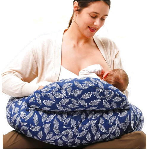 Momcozy Original Nursing Pillow and Positioner - Plus Size Feeding Pillow | Breastfeeding, Bottle Feeding, Baby Support | with Adjustable Waist Strap and Removable Cotton Cover, Navy Blue